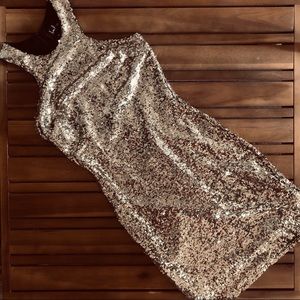 Lulus’s gold sequin racerback dress